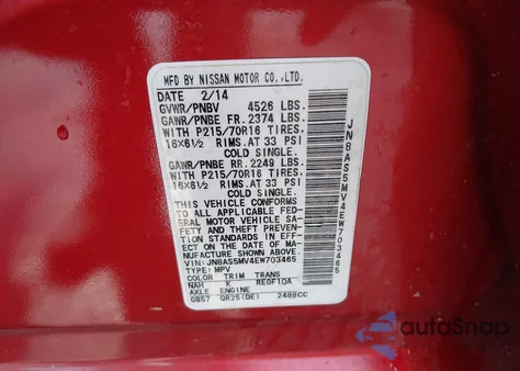 2014 Nissan Rogue Select S from USA, damaged, VIN JN8AS5MV4EW703465